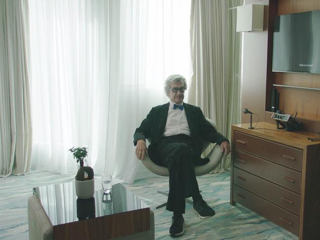 Wim Wenders as he appears in Lubna Playoust’s documentary Room 999