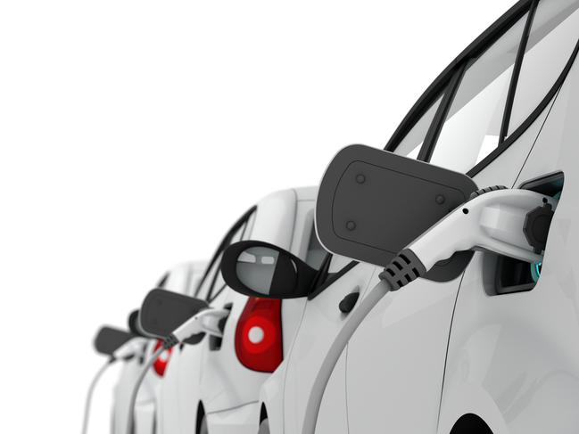 3D illustration of electric cars