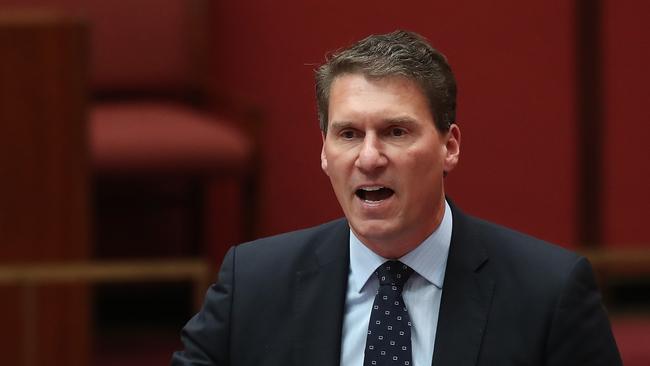 Senator Cory Bernardi speaking on a suspension motion in the Senate Chamber in Parliament House in Canberra. Picture Kym Smith