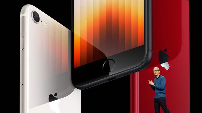 Apple CEO Tim Cook introduces the third generation iPhone SE.