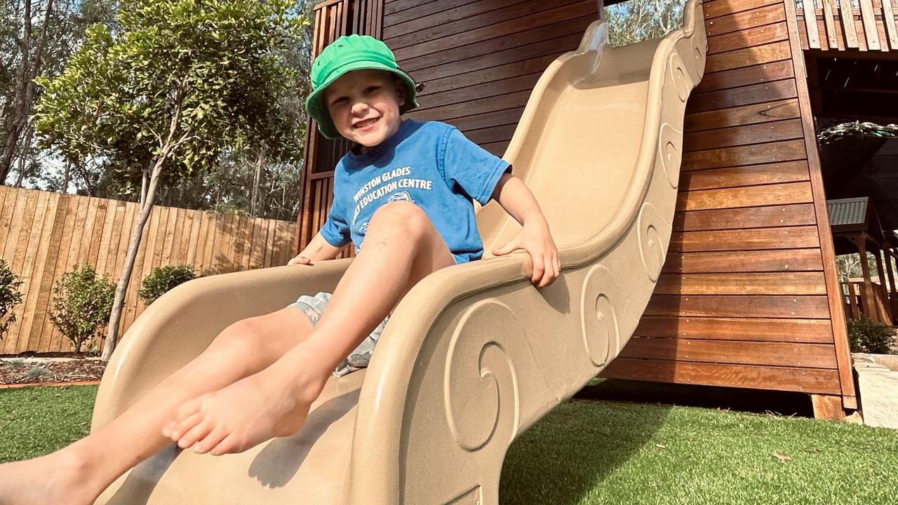 Ashton Freeman on the new playground at Winston Glades Early Education Centre.