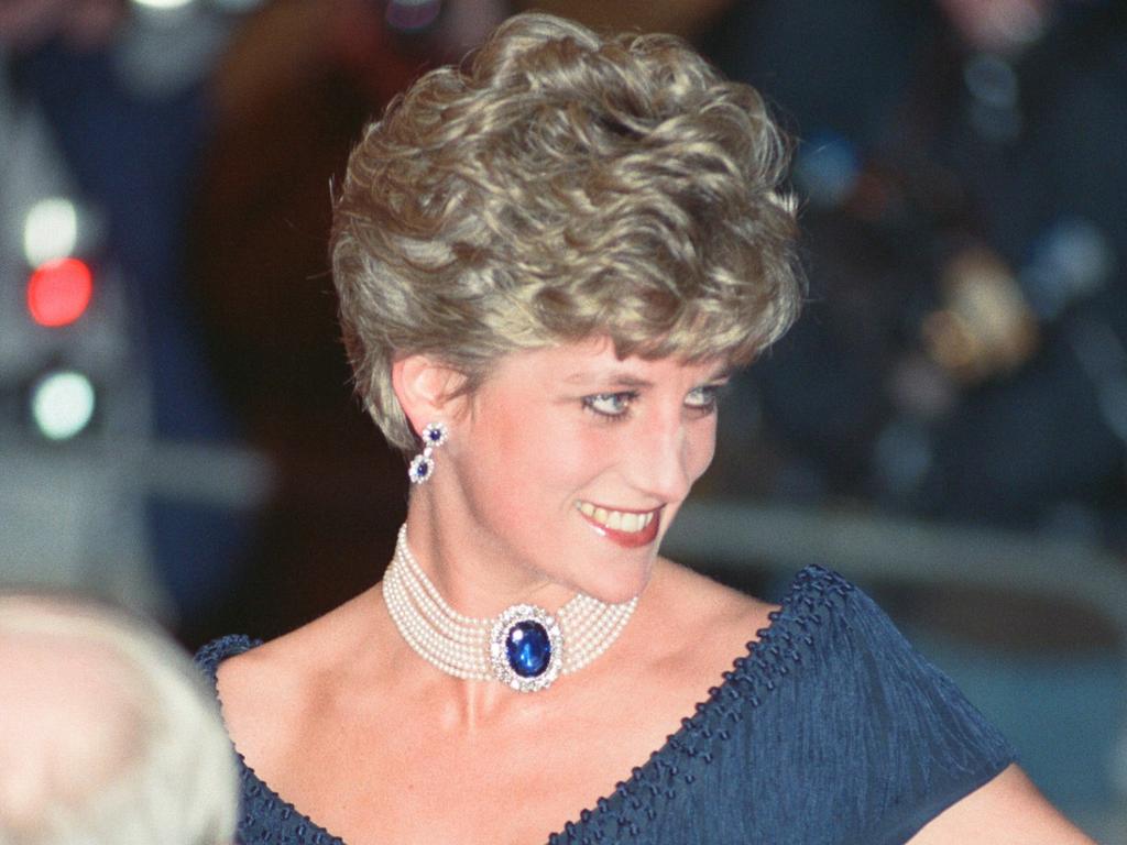 Diana’s iconic sapphire and pearl choker. Picture: Chris Grieve/Mirrorpix/Getty Images