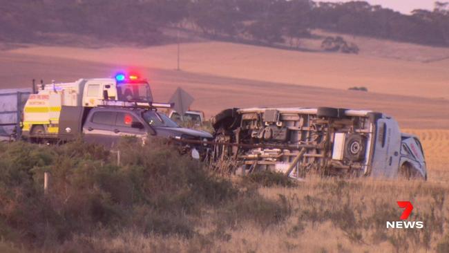 Two women died following a fatal crash at Everard Central, near Blyth in the State's Mid North. Picture: 7NEWS