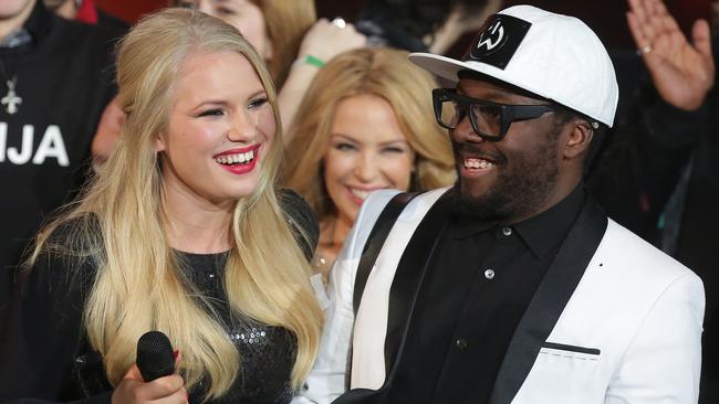 Good chemistry ... Anja Nissen with coach Will I Am celebrating her victory on The Voice.