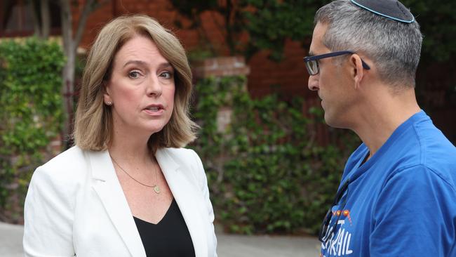 Kellie Sloane and Eitan Franklin at the scene in Woollahra on Wednesday. Picture: Rohan Kelly