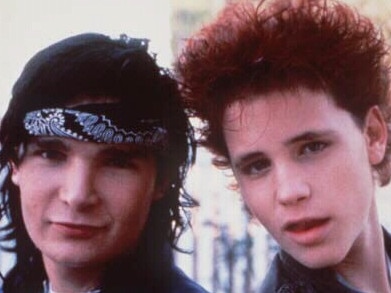 Corey Feldman (L) and Corey Haim in 1988 film Dream A Little Dream. Picture: Supplied