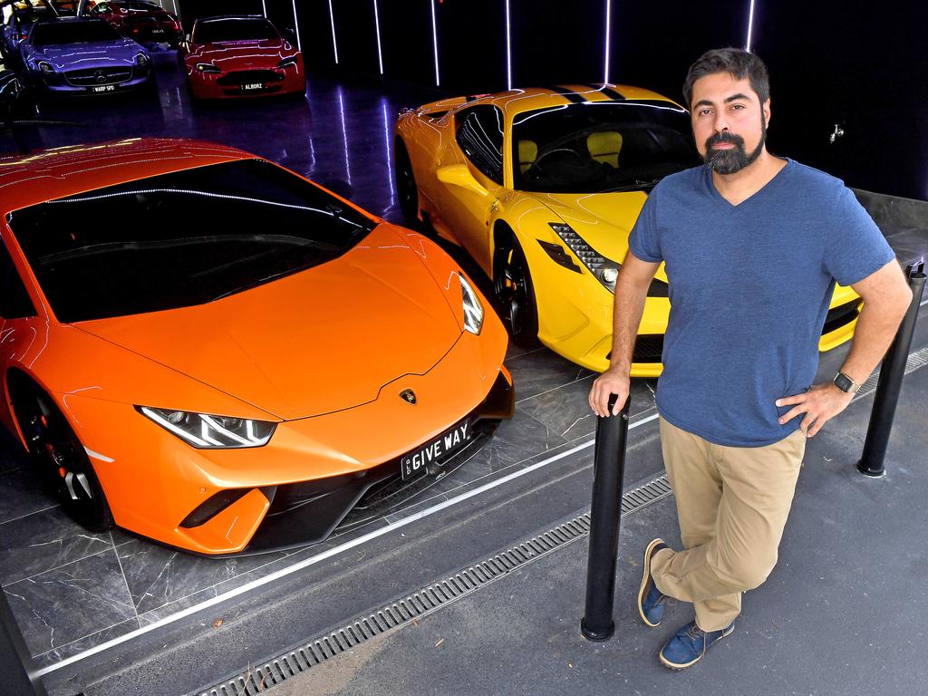 Alborz Fallah installed steel bollards to keep his $3m car collection spared from theft. Picture: John Gass