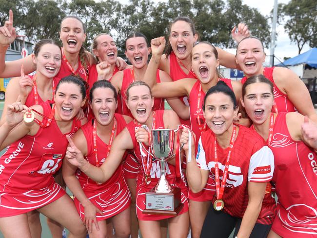 BFL Netball grand final - Ocean grove V Geelong Ammos. Ocean grove winners with cupPicture: Mark Wilson