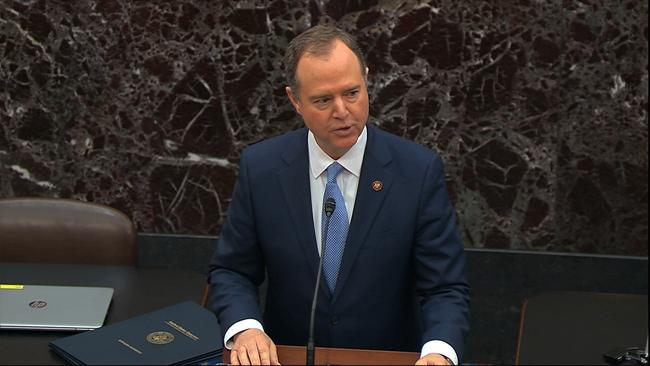 House Intelligence Committee Chairman Adam Schiff, reads the articles of impeachment. Picture: AP.