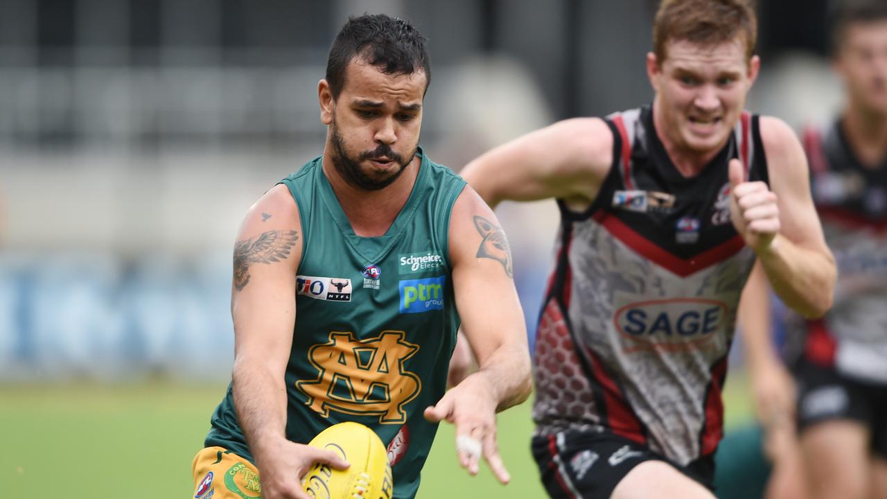 St Marys player Mark McLean was a standout for both Saints and Districts.