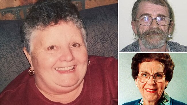 Murder victims Beverley Hanley, left, Stephen Newton, top right, and Phyllis Harrison, bottom right. Pictures: Supplied