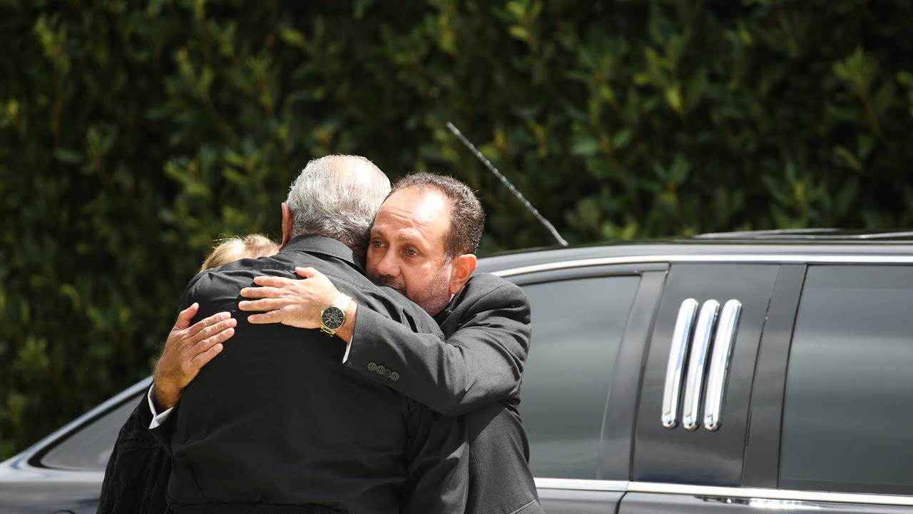 Husband Simon Tadros is seen arriving with grandparents, after racing from his son’s hospital bedside to say a final goodbye. Picture NCA Newswire / Gaye Gerard