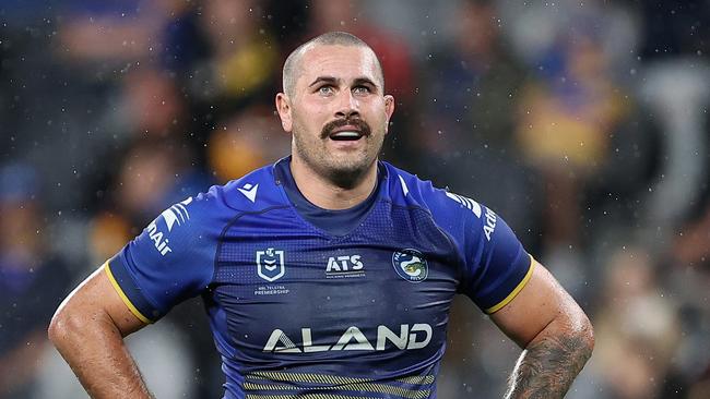 SYDNEY, AUSTRALIA – MAY 10: Reagan Campbell-Gillard of the Eels reacts during the round 10 NRL match between Parramatta Eels and Brisbane Broncos at CommBank Stadium on May 10, 2024, in Sydney, Australia. (Photo by Brendon Thorne/Getty Images)