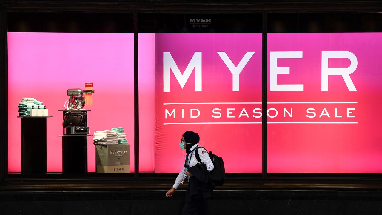 Myer has been hit hard by store closures during the coronavirus pandemic and posted a big full-year loss. Picture: AAP/Joel Carrett