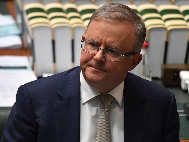 CANBERRA, AUSTRALIA - NOVEMBER 12: Leader of the Opposition Anthony Albanese during Question Time in the House of Representatives at Parliament House on November 12, 2020 in Canberra, Australia.  The Coalition has relied on One Nation and Centre Alliance to pass its $4bn recession-busting wage subsidy JobMaker for young workers fracturing with Labor over a COVID-19 emergency relief measure. JobMaker is estimated to create 450,000 jobs, with Labor insisting on a job security amendment that would prevent employers sacking existing workers in order to qualify for the scheme. (Photo by Sam Mooy/Getty Images)