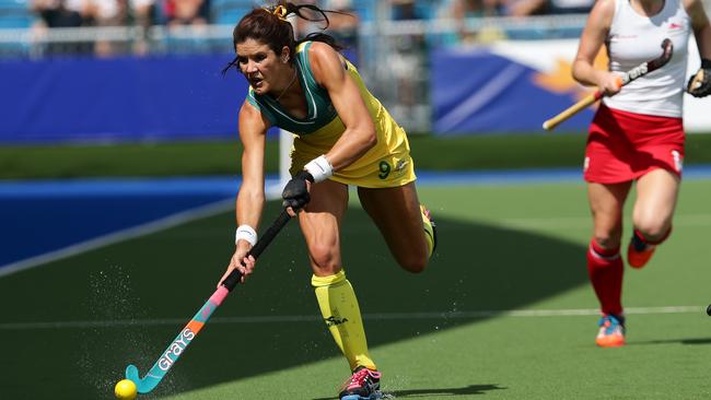 Anna Flanagan in action for the Hockeyroos at the Commonwealth Games. Picture: Adam Head