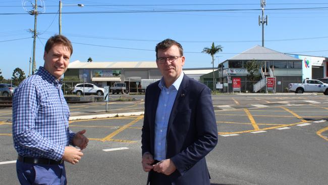 Member for Bonner Ross Vasta and Alan Trudge at the notorious Lindum rail crossing.