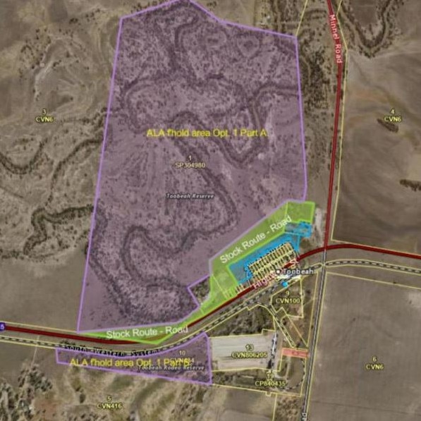 Current proposed area to be transferred to the Bigambul Native Title Group as of January 24, 2024.