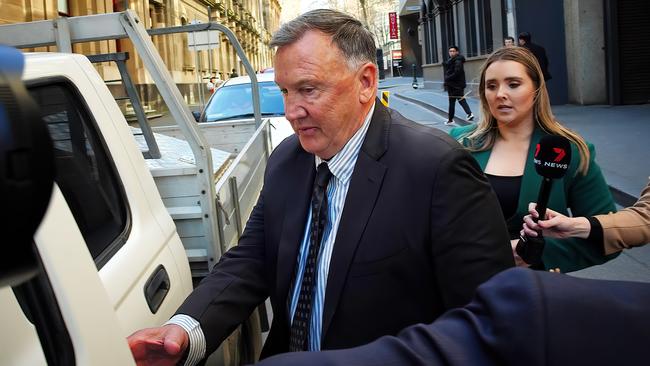 Tim Mathieson leaves his lawyer’s office in Melbourne on Thursday. Picture: Luis Enrique Ascui