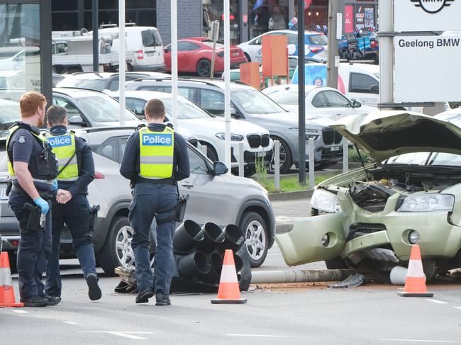 Traffic accident Latrobe Terrace GeelongPicture: Mark Wilson