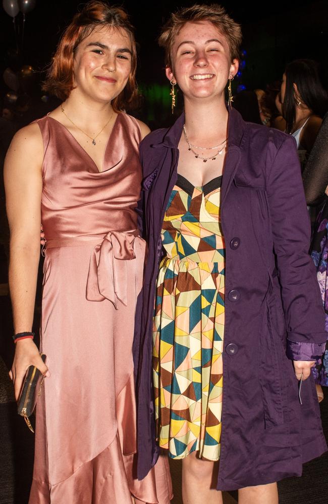 Bella Nolan and Morgan Squire from Mackay North State High School at the 2022 Mocktail Dance Party. Picture: Michaela Harlow