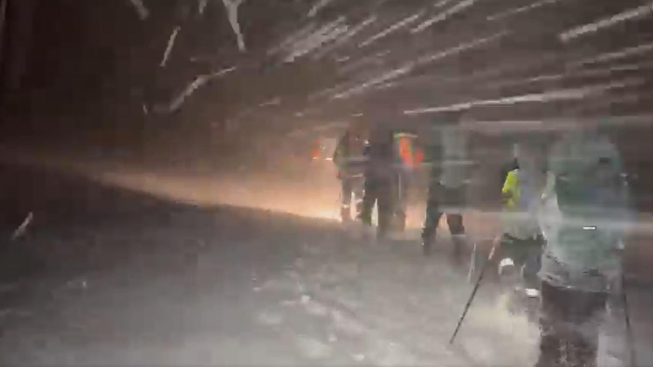 Search teams hike through snow to rescue two stranded bushwalkers in the Kosciuszko National Park. Picture: Supplied