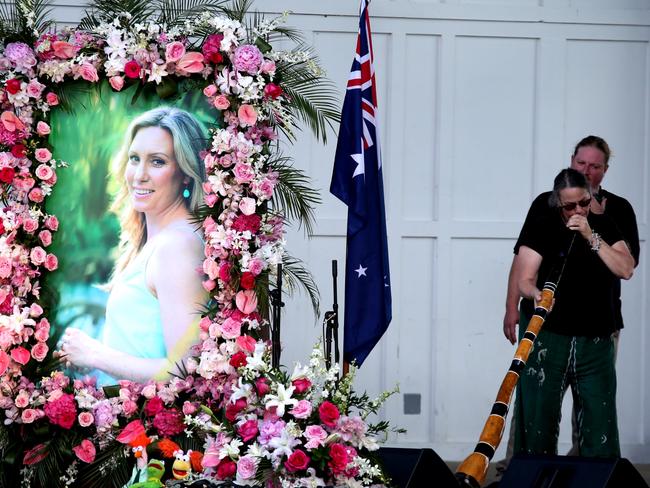 A memorial is held at the Lake Harriet Bandshell in Minneapolis, Minnesota for Australian woman Justine Damond. Picture: Nathan Edwards