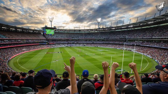 Fireworks were scheduled for halftime at Melbourne v Western Bulldogs at the MCG but were cancelled over concerns about fire risk. Picture: Mark Stewart