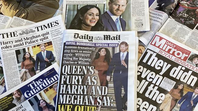 Front page headlines reporting on the news that Harry and Meghan, plan to step back as "senior" members of the Royal Family on January 9, 2020. Picture: Daniel Leal-Olivas/AFP