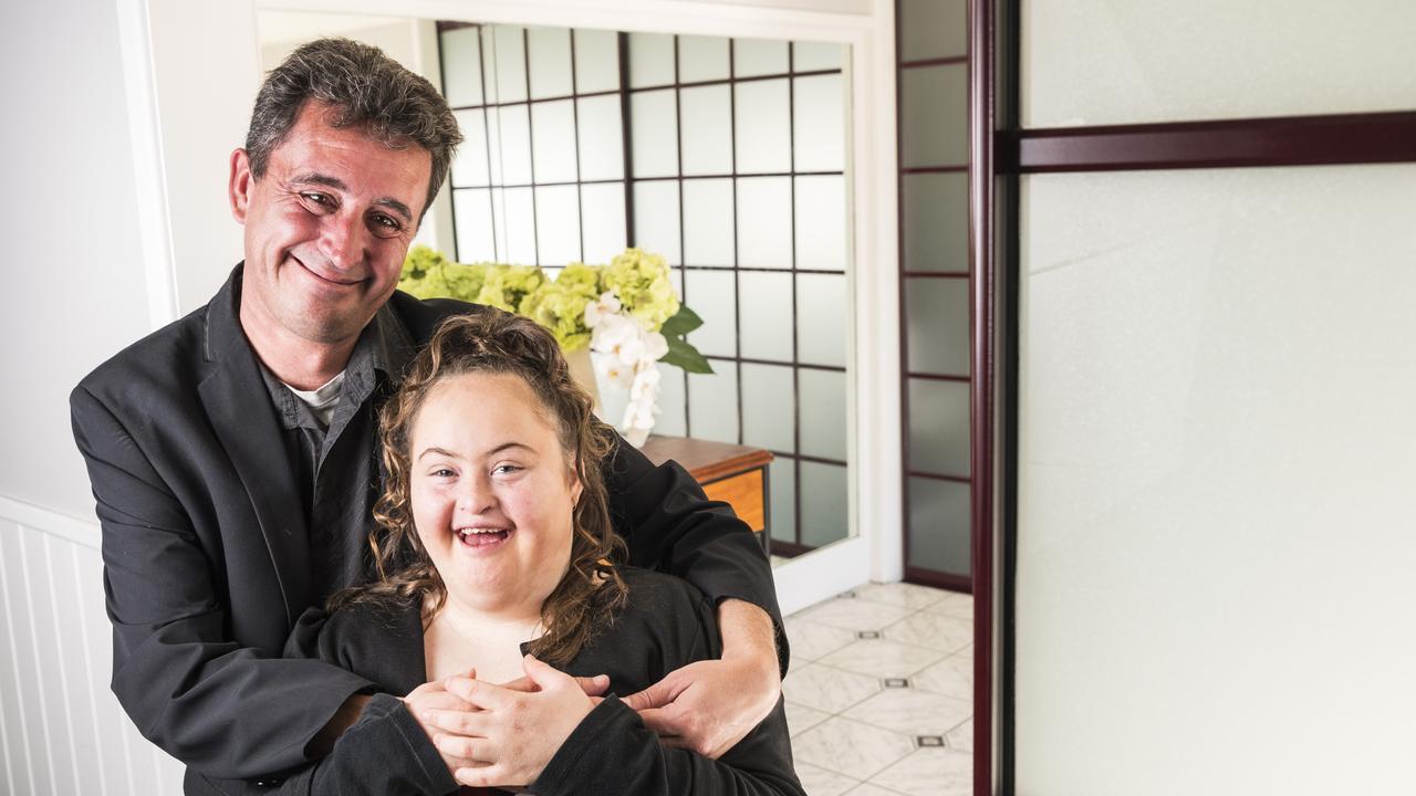 The Business disAbility Awards of Australia co-founder Paul Wilson with his daughter Jazmyn Wilson at the 2021 launch, Monday, July 26, 2021. Picture: Kevin Farmer