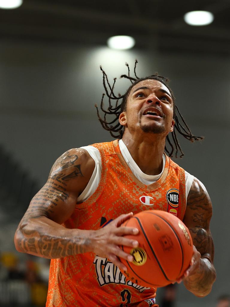 Rob Edwards of the Taipans in action during the 2024 NBL Blitz match between Cairns Taipans and Perth Wildcats at Gold Coast Sports and Leisure Centre on September 12, 2024 in Gold Coast, Australia. (Photo by Chris Hyde/Getty Images)