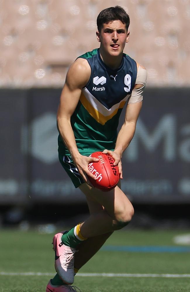 Josh Lindsay is dangerous on the left foot. Picture: Daniel Pockett/AFL Photos