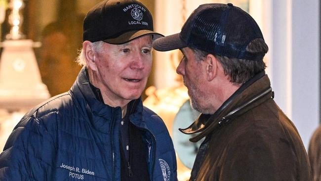 US President Joe Biden talks to his son, Hunter Biden, while shopping in Nantucket, Massachusetts, in November last year. Picture: AFP