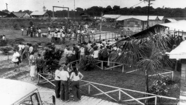 The Jonestown Peoples Temple compound in Guyana the day before the mass suicide on November 18, 1978.