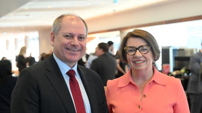 Westpac CEO Peter King with Australian Banking Association CEO Anna Bligh at the Banking Conference 'Resilient and Ready' in Melbourne. Picture: Supplied