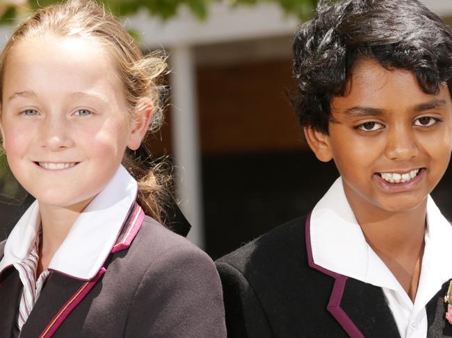 Haileybury has consistently high results in the national tests. Haileybury College Year Six students Luca and Evie  Picture Norm Oorloff