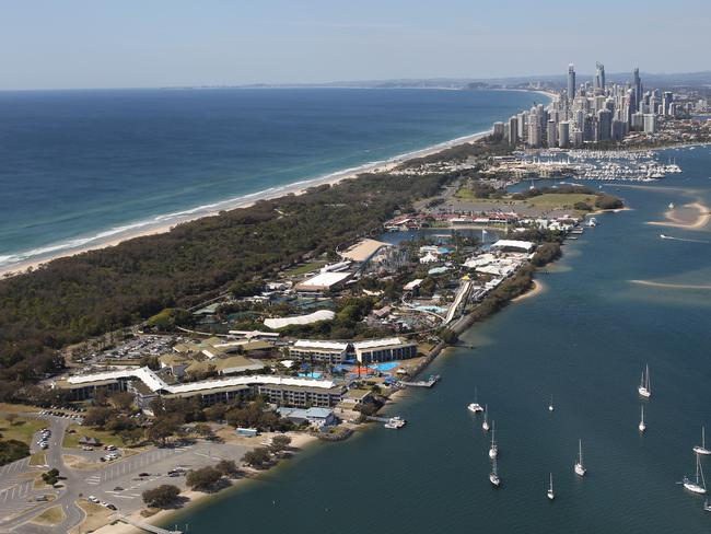 Aerials Gold Coast : Seaworld and Broadwater .Picture Mike Batterham