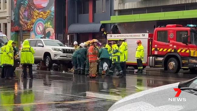 The girl, 6, and her mother were trapped under the car after the crash. Picture: 7NEWS