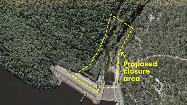 The Fraser Coast Regional Council is considering permanently closing the area below the Lenthalls Dam spillway where water is released rapidly when the dam gates operate.