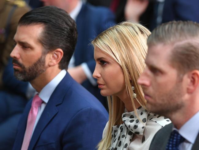 Donald Trump Jr with siblings Ivanka Trump and Eric Trump. Picture: AFP