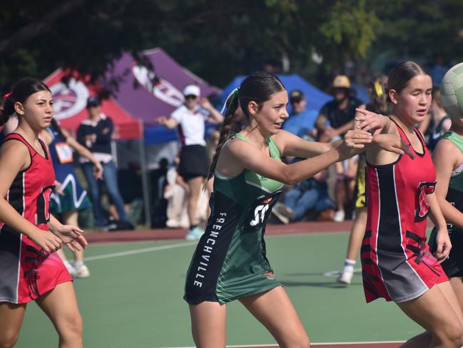 Action from Rockhampton Netball's annual Sullivan's Carnival at Jardine Park, Rockhampton, on May 24, 2025.