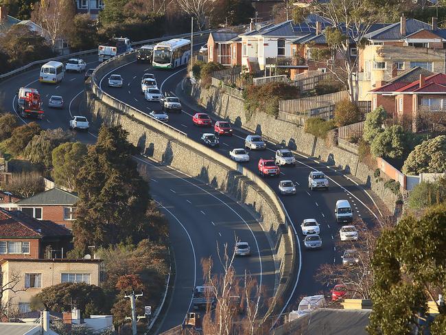 Part of the terrifying ordeal for Hobart taxi driver Waqas Aslam took place on the Southern Outlet, on a trip from Kingston. Picture: Sam Rosewarne