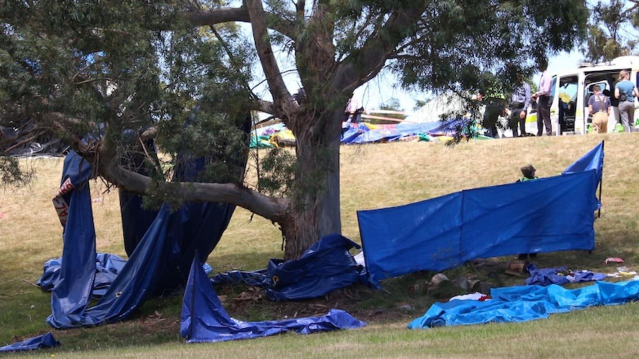 A freak wind gust caused the jumping castle to lift into the air. Picture: ABC News