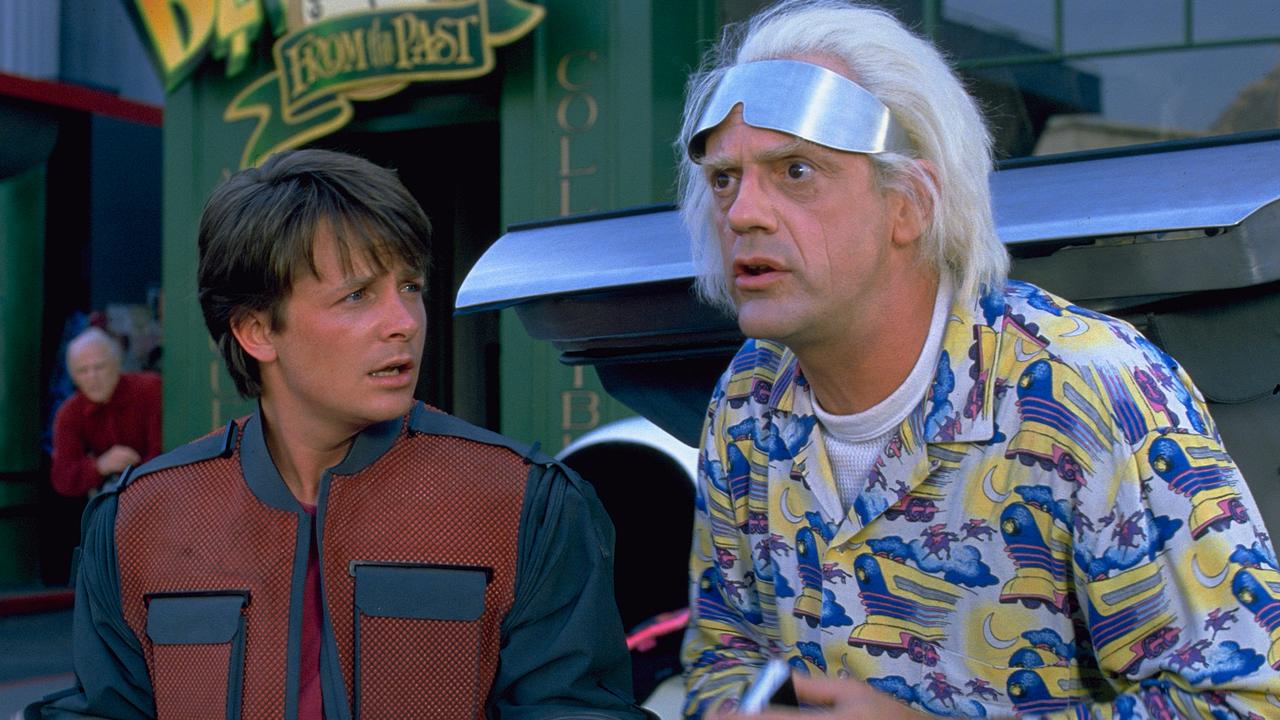 Michael J. Fox with Christopher Lloyd in from Back To The Future. Fox was aged 24 at the time.