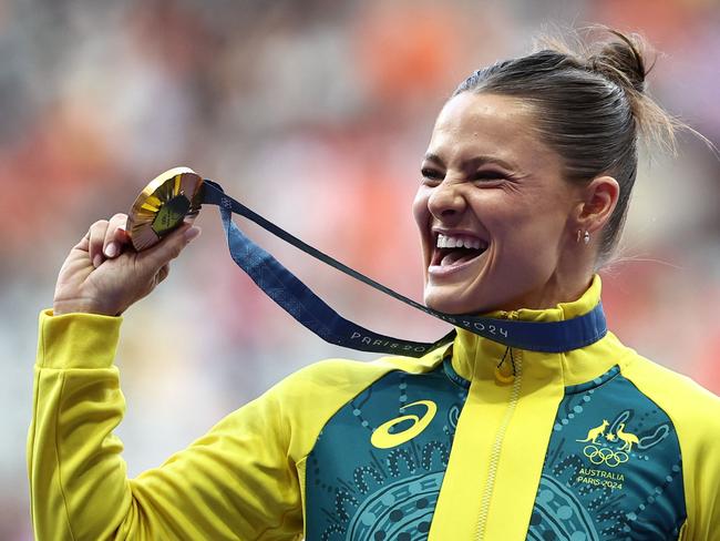 Gold medallist Australia's Nina Kennedy has revealed she was one of several victims of alleged misconduct from former pole vault coach Alex Parnov. Picture: AFP