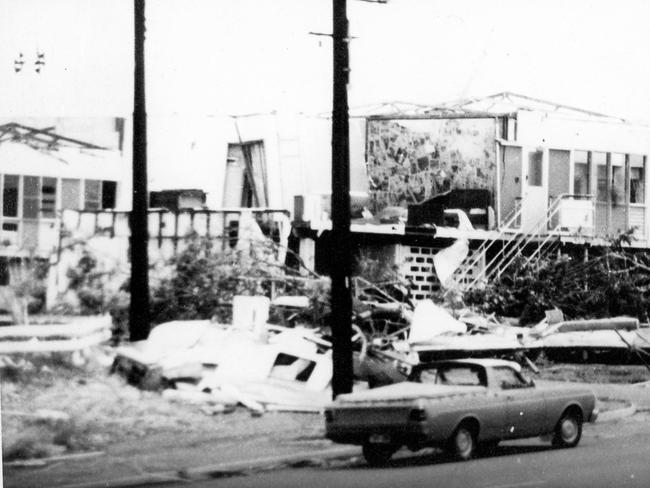 Cyclone Tracy caused major destruction to Darwin. A motel pictured after Cyclone Tracy. Picture: Kerry Byrnes.