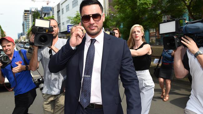 Slim Mehajer, deputy mayor of Auburn, departs Burwood Local Court, in Sydney, earlier this month. Picture: AAP Image/Dan Himbrechts.