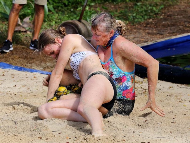 “Some old lady wrestling a young girl for some oranges!”