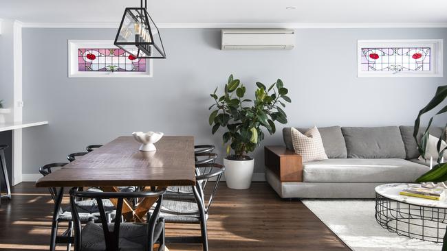 Stained glass windows, ducted heating and a split system airconditioning feature inside.