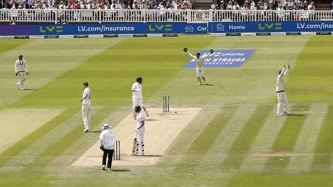 Alex Carey of Australia runs out Jonny Bairstow of England during Day Five of the 2nd Test match at Lord's Cricket Ground. Picture: Ryan Pierse/Getty Images